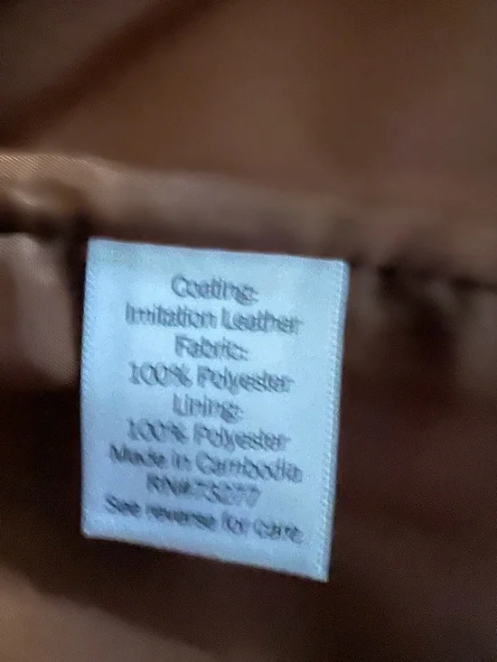 Nine West Cognac Faux Leather Asymmetrical Moto Jacket - Picture 6 of 6